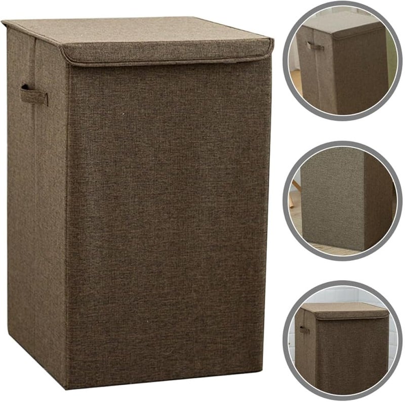 سلة غسيل كبيرة من الكتان والقطن مع غطاء، حاوية ملابس قابلة للغسل ومنظمة - Image 5