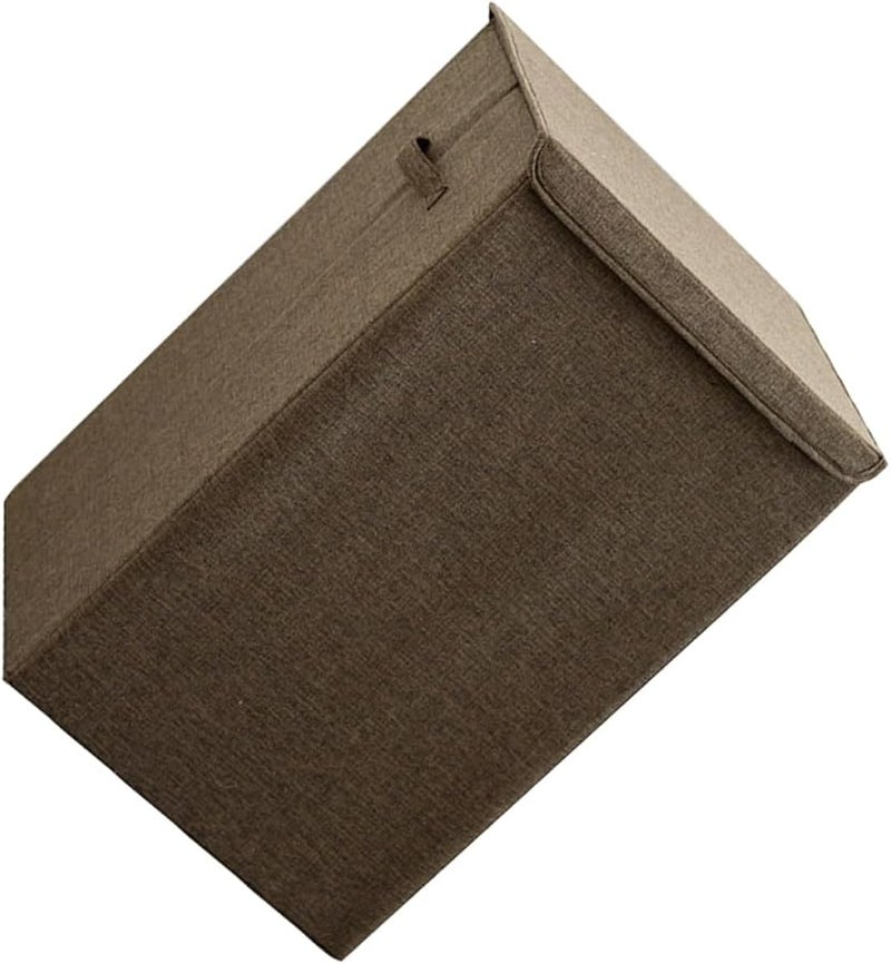 سلة غسيل كبيرة من الكتان والقطن مع غطاء، حاوية ملابس قابلة للغسل ومنظمة - Image 1