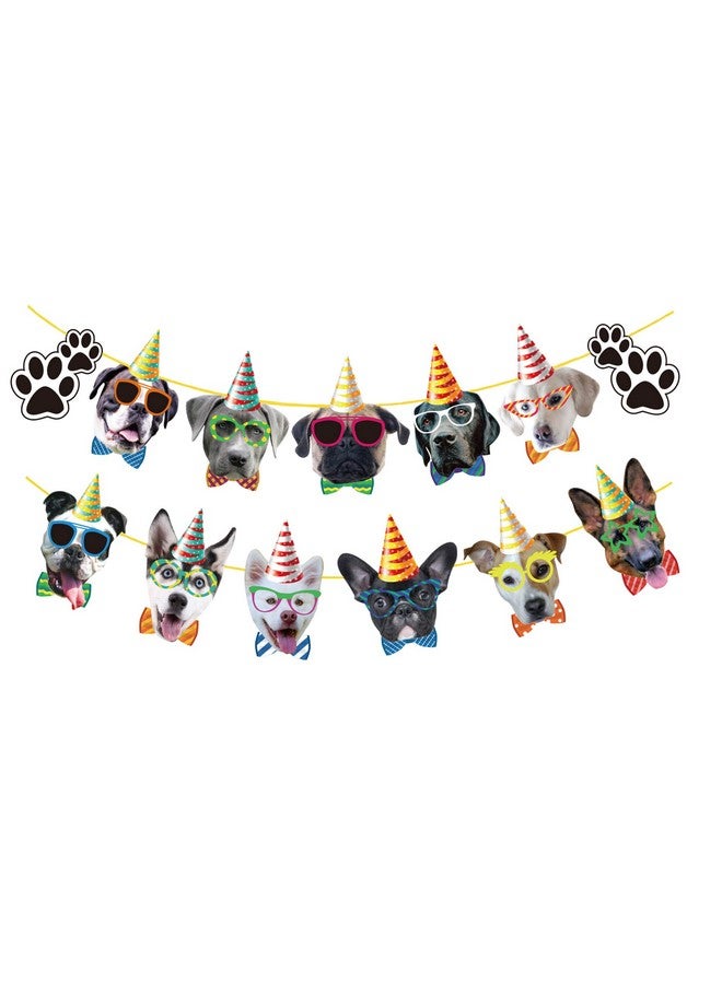 TSJ Dog Birthday Banner 13Pcs Dog Face Party Banner Dog Theme Party Bunting Decoration Puppy Party Supplies For Birthday Party Baby Shower - Image 1