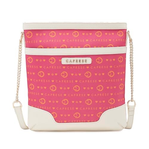 Caprese Peace Sling Bag, Medium | Stylish Premium Fabric Handbag for Women | Comfortable Shouler Strap & Secured Zipper Closure | Perfect for Everyday Essentials & Travel (Pink) - Image 1