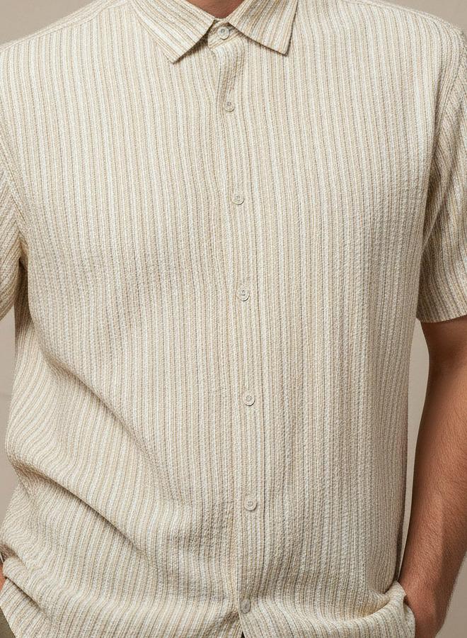 Splash FAV Men Regular Fit Collared Striped Short Sleeves Shirt - Image 4