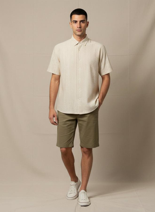 Splash FAV Men Regular Fit Collared Striped Short Sleeves Shirt - Image 2