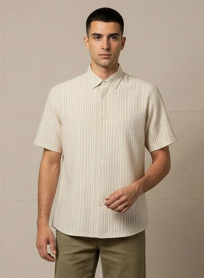 Splash FAV Men Regular Fit Collared Striped Short Sleeves Shirt