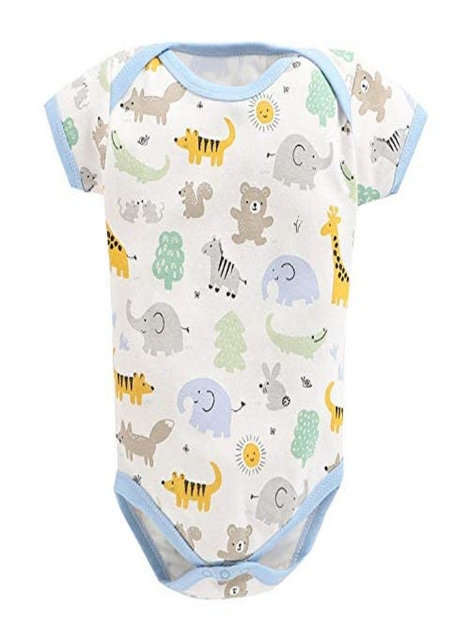 TiniBerry Cotton Baby Bodysuit Short Sleeve Half Romper Pack of 3 Soft & Comfortable for Kids (6-9 Months, Light Blue) - Image 2