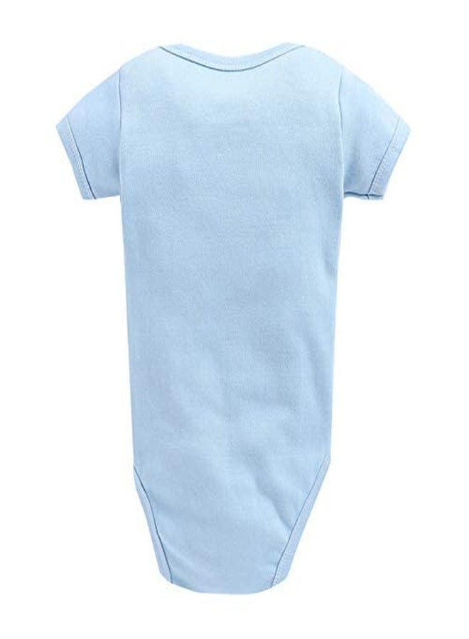 TiniBerry Cotton Baby Bodysuit Short Sleeve Half Romper Pack of 3 Soft & Comfortable for Kids (6-9 Months, Light Blue) - Image 5