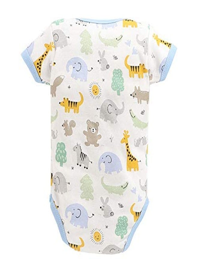 TiniBerry Cotton Baby Bodysuit Short Sleeve Half Romper Pack of 3 Soft & Comfortable for Kids (6-9 Months, Light Blue) - Image 3