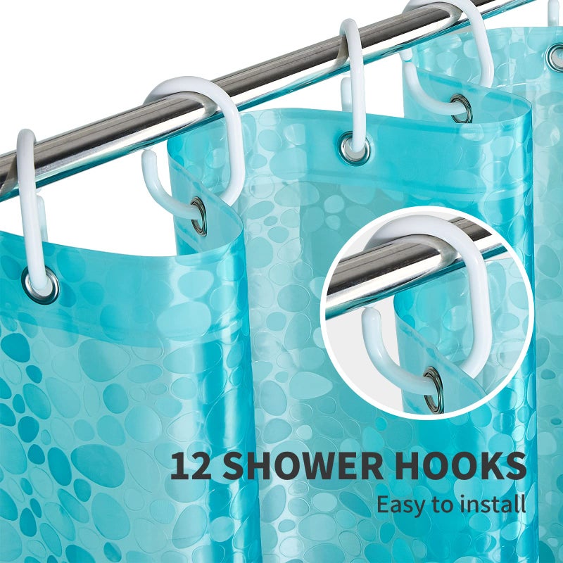 Bostofy Shower Curtain Liner Heavy Duty EVA, Waterproof Shower Liner with 12 Rust Proof Metal Grommets and 3 Weighted Magnet, 72 x 72 Inches Bathroom Shower Curtain, Teal - Image 5