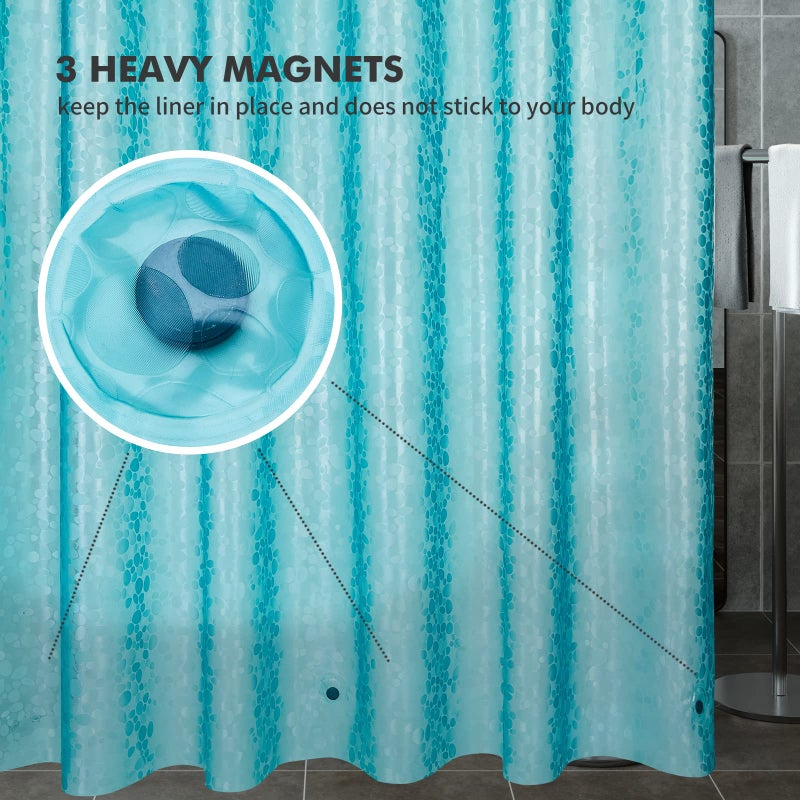 Bostofy Shower Curtain Liner Heavy Duty EVA, Waterproof Shower Liner with 12 Rust Proof Metal Grommets and 3 Weighted Magnet, 72 x 72 Inches Bathroom Shower Curtain, Teal - Image 2