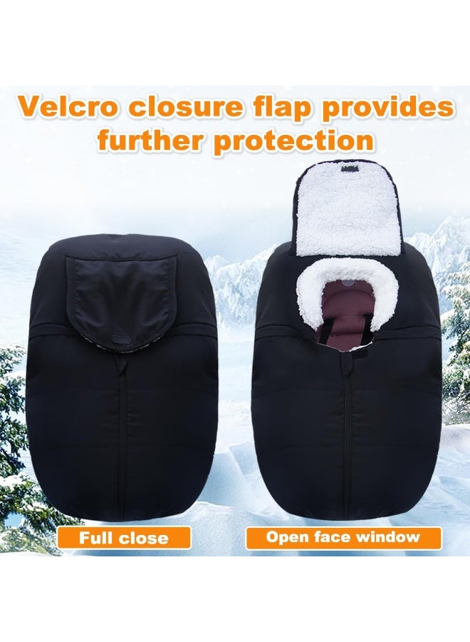 flower frail Winter Baby Car Seat Cover - Infant Carseat Bunting Bag Blanket Keep Baby Warm for Newborn Boys Girls- Cold Weather Insulated Windproof Carrier Canopy for Travel (Black) - Image 2