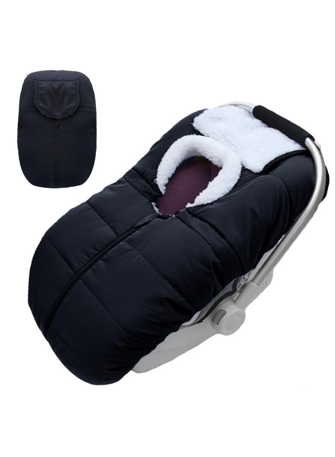 flower frail Winter Baby Car Seat Cover - Infant Carseat Bunting Bag Blanket Keep Baby Warm for Newborn Boys Girls- Cold Weather Insulated Windproof Carrier Canopy for Travel (Black) - Image 1