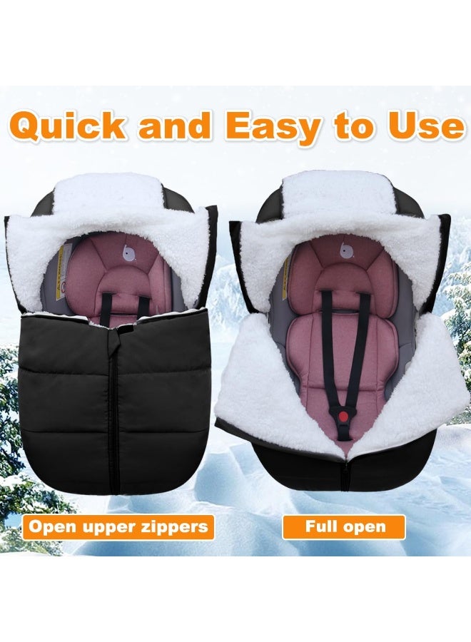 flower frail Winter Baby Car Seat Cover - Infant Carseat Bunting Bag Blanket Keep Baby Warm for Newborn Boys Girls- Cold Weather Insulated Windproof Carrier Canopy for Travel (Black) - Image 3