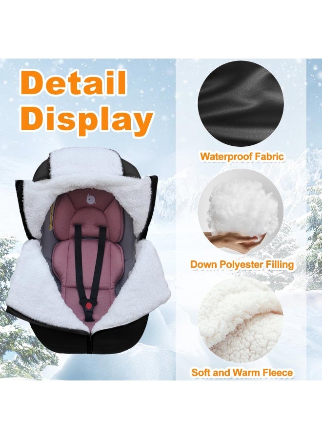 flower frail Winter Baby Car Seat Cover - Infant Carseat Bunting Bag Blanket Keep Baby Warm for Newborn Boys Girls- Cold Weather Insulated Windproof Carrier Canopy for Travel (Black) - Image 5