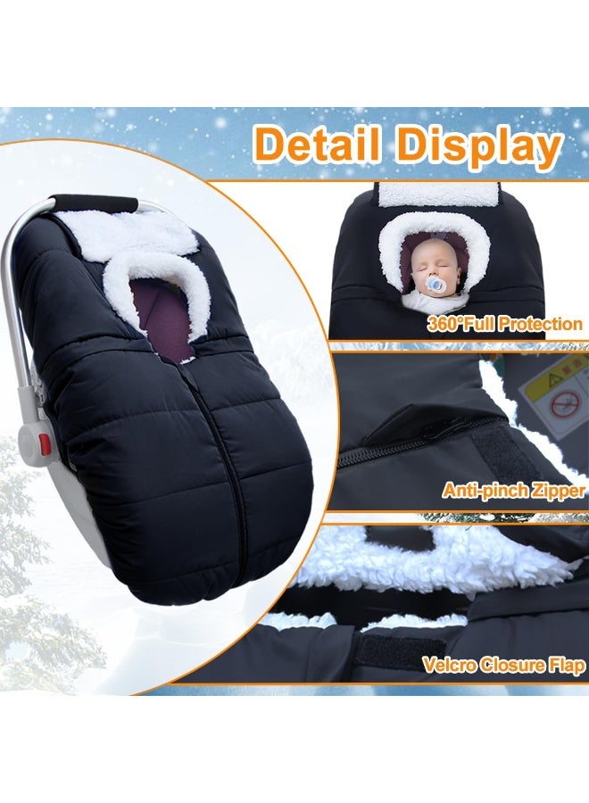 flower frail Winter Baby Car Seat Cover - Infant Carseat Bunting Bag Blanket Keep Baby Warm for Newborn Boys Girls- Cold Weather Insulated Windproof Carrier Canopy for Travel (Black) - Image 4