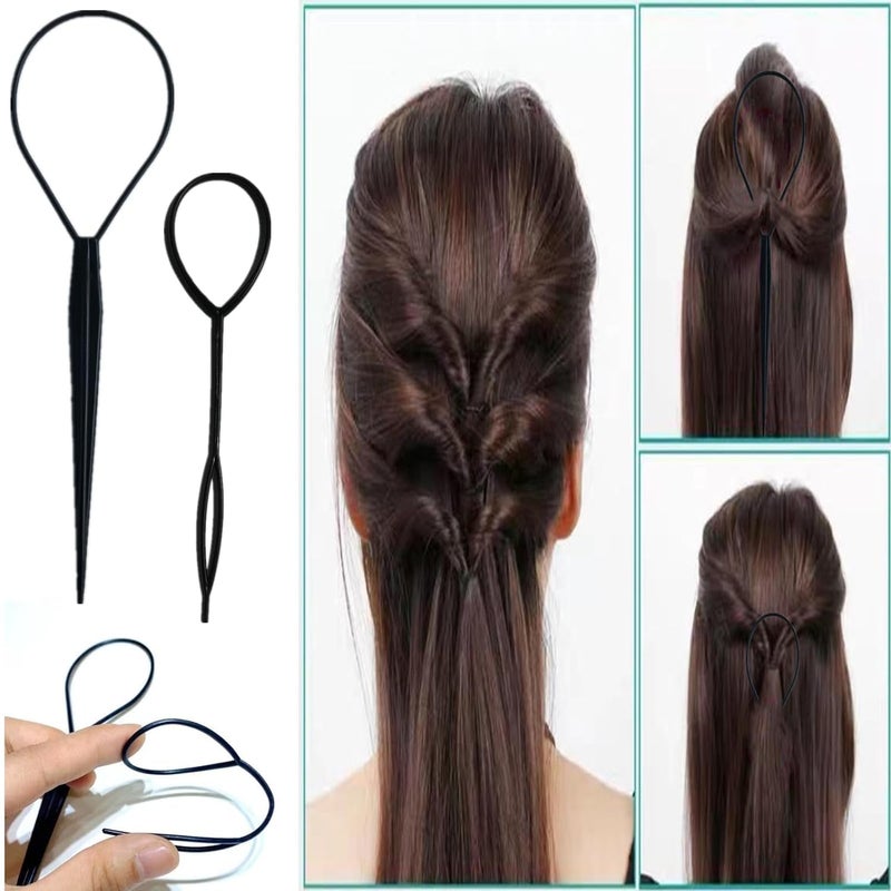 Street27 طقم فرشاة شعر Slick Back من Street27 مكون من 5 قطع مع 2 أداة Topsy Tail لتصفيف الشعر وفرشاة شعر برستلة وفرشاة حواف ومشط ذيل الجرذ للنساء والفتيات لتصفيف الشعر والتخلص من الشعر الطائر باللون الأسود - Image 4