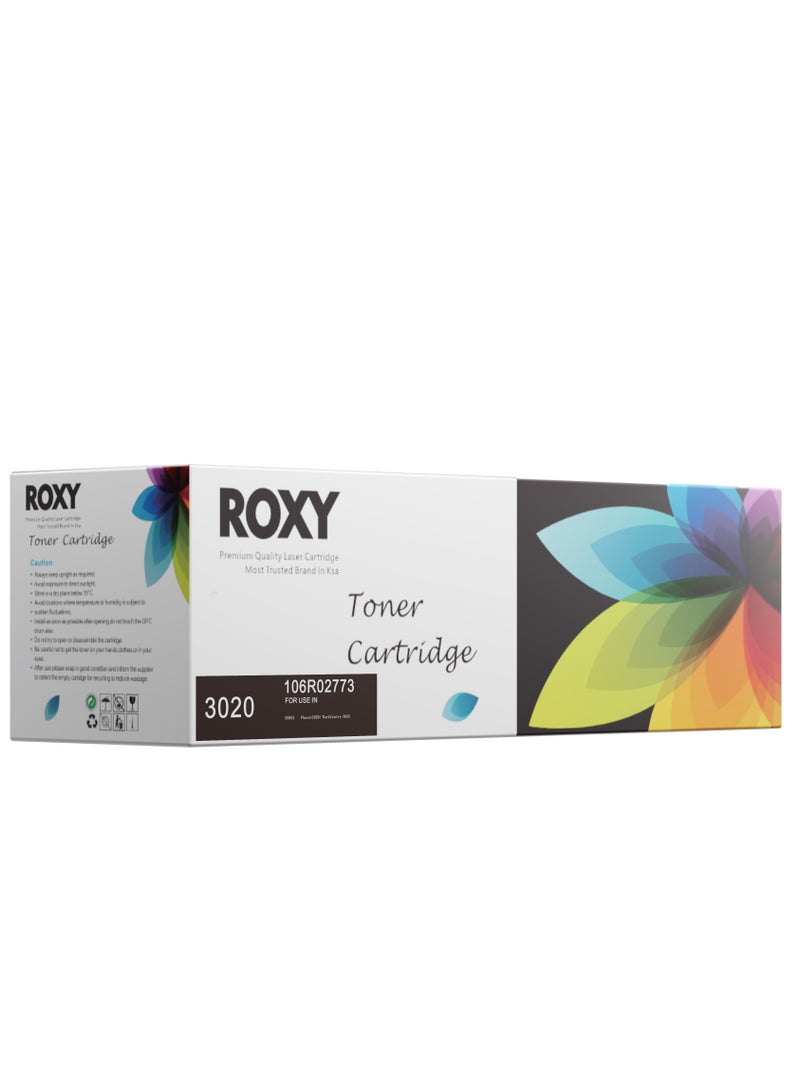 روكسي حبر زيروكس متوافق مع حبر روكسي ، استبدال أسود زيروكس 106R02773 مناسب لزيروكس فيزر 3020، وورك سنتر 3025 (عبوة واحدة) إنتاجية عالية للصفحة: 1500 صفحة لكل خرطوشة بناءً على تغطية 5% - Image 1