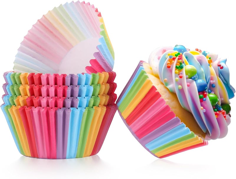 TRUSBER Baking Cups, 100 pieces Paper Muffin Wrappers Nonstick Muffin Molds Baking Cup Holders for Wedding, Birthday, Baby Shower or Holiday Party - Image 1