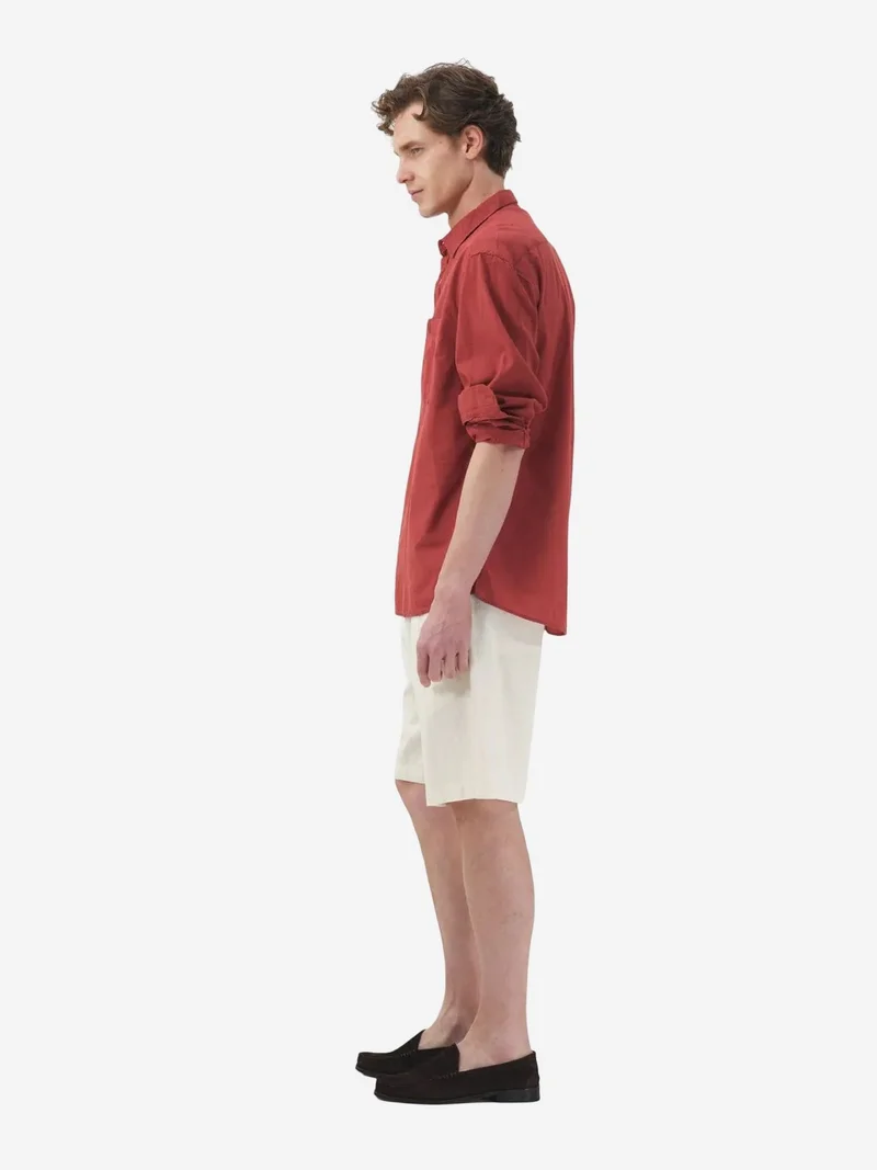 Giesto Brick Red GIESTO Men's Regular-Fit Cotton Poplin Shirt for Men | Best Price UAE