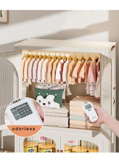 Generic Portable Kids Closet Foldable Combination Wardrobe Baby Children's Clothes Toys Storage Cabinet Plastic Free Installation Snack Cabinet(2 Tall+1 Low）  - Image 4