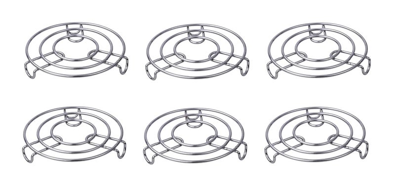 Petals Petals Stainless Steel Round Trivet Table Ring Steaming Stand 17cms Pack of 6  - Image 1