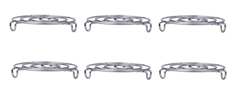 Petals Petals Stainless Steel Round Trivet Table Ring Steaming Stand 17cms Pack of 6  - Image 3
