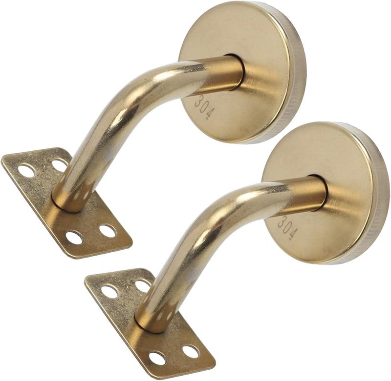 قوسان حائطيان لدرابزين من الفولاذ المقاوم للصدأ عالي المتانة، مع طلاء ذهبي معدني - Image 1