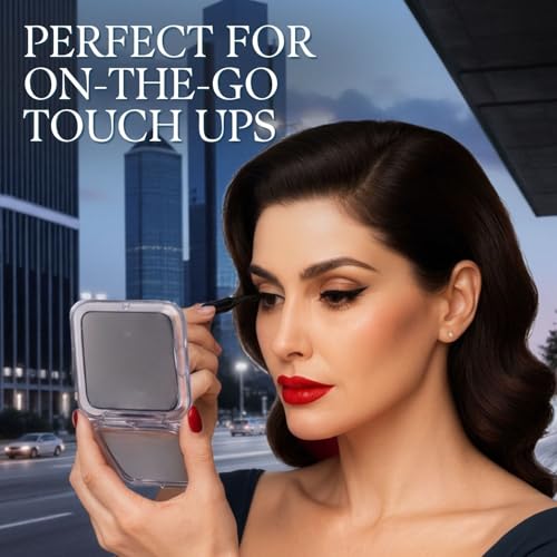 Mirrorvana Small Compact 15X Magnifying Mirror for Travel - Handheld, Foldable & Lightweight - Mini Pocket-Sized Magnified Mirror for Purse - Square 3.3” x 3.3” - Image 3