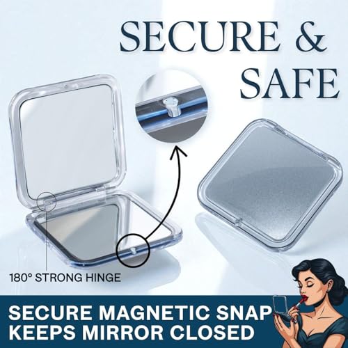 Mirrorvana Small Compact 15X Magnifying Mirror for Travel - Handheld, Foldable & Lightweight - Mini Pocket-Sized Magnified Mirror for Purse - Square 3.3” x 3.3” - Image 4