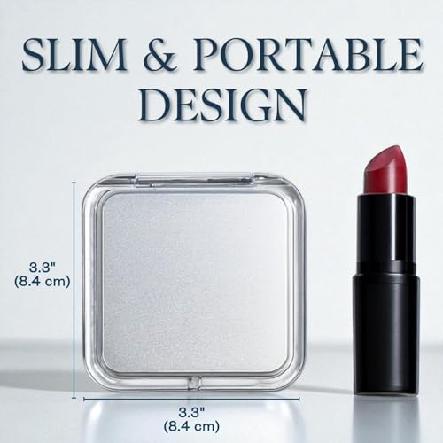 Mirrorvana Small Compact 15X Magnifying Mirror for Travel - Handheld, Foldable & Lightweight - Mini Pocket-Sized Magnified Mirror for Purse - Square 3.3” x 3.3” - Image 2