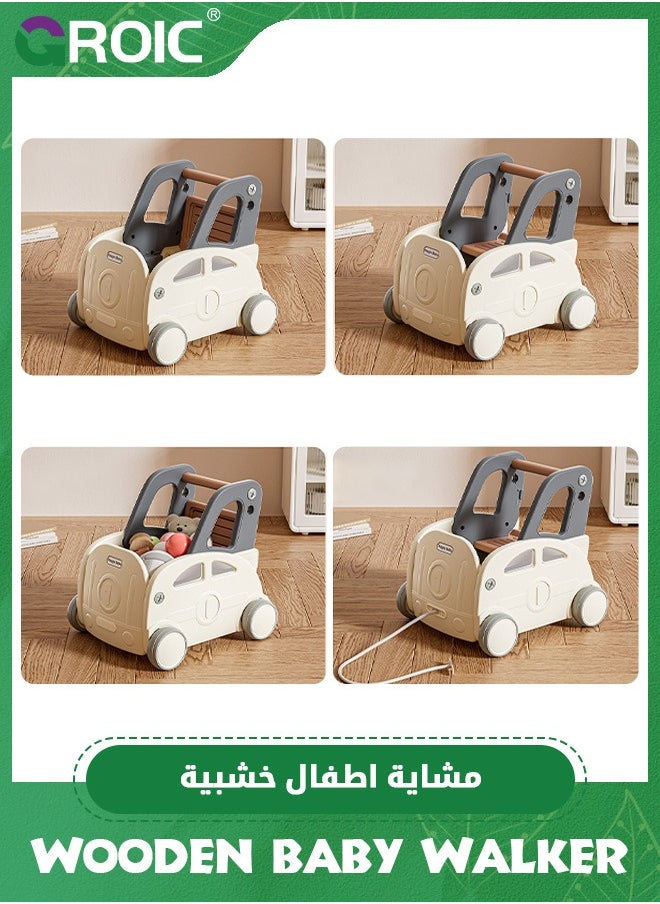 GROIC - لعبة مشاية الأطفال، عربة التسوق للأطفال، ألعاب الأطفال التي يتم دفعها وسحبها، صندوق تخزين ألعاب مشاية الأطفال التعليمية، عربة التسوق وعربة الدمى - Image 1