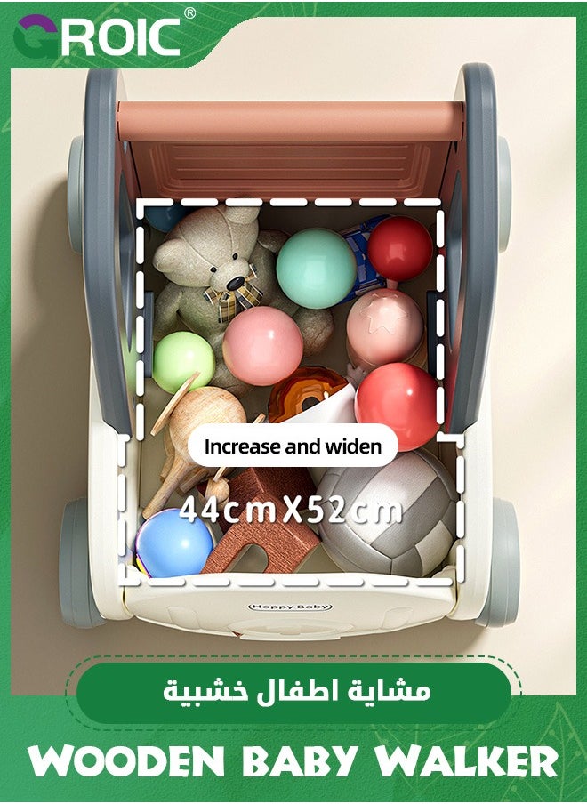 GROIC - لعبة مشاية الأطفال، عربة التسوق للأطفال، ألعاب الأطفال التي يتم دفعها وسحبها، صندوق تخزين ألعاب مشاية الأطفال التعليمية، عربة التسوق وعربة الدمى - Image 1