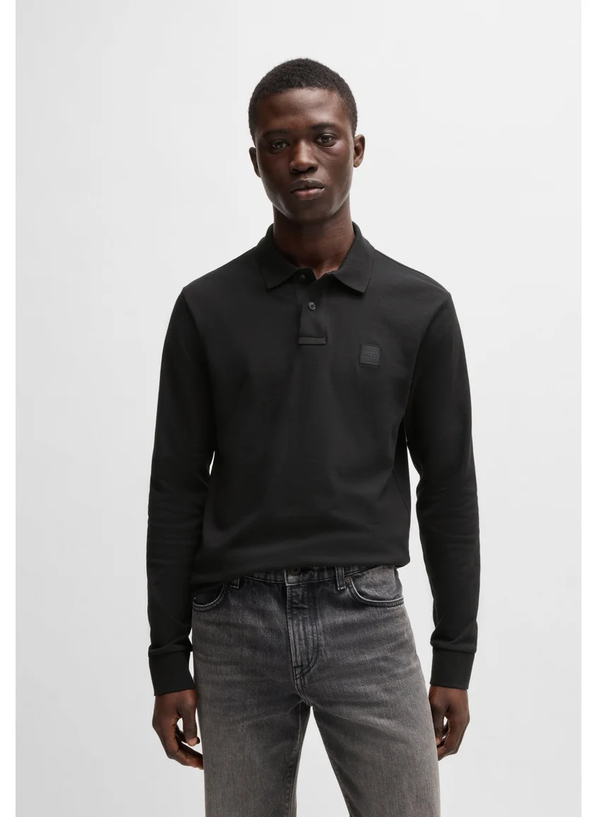 بوس Stretch-cotton slim-fit polo shirt with logo patch