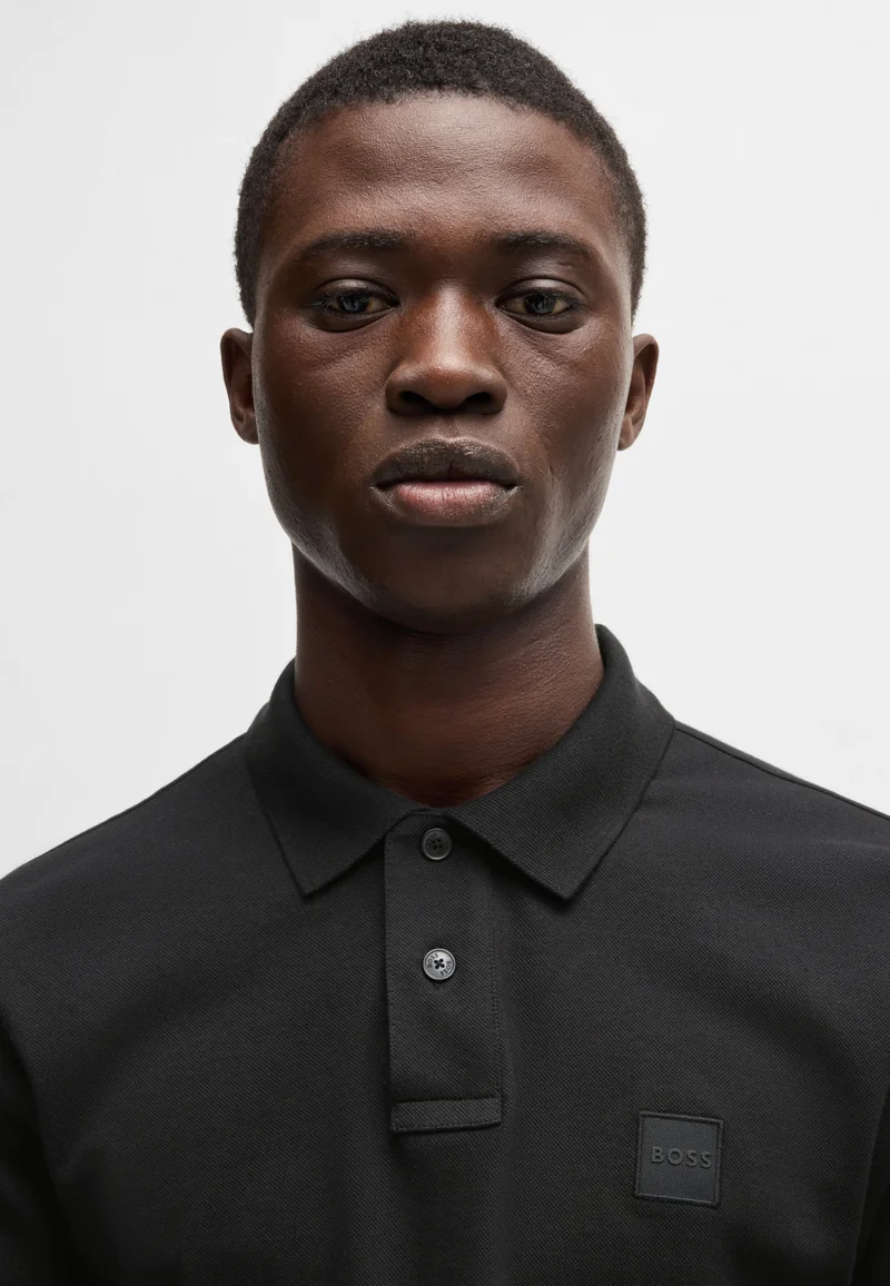 BOSS Stretch-cotton slim-fit polo shirt with logo patch