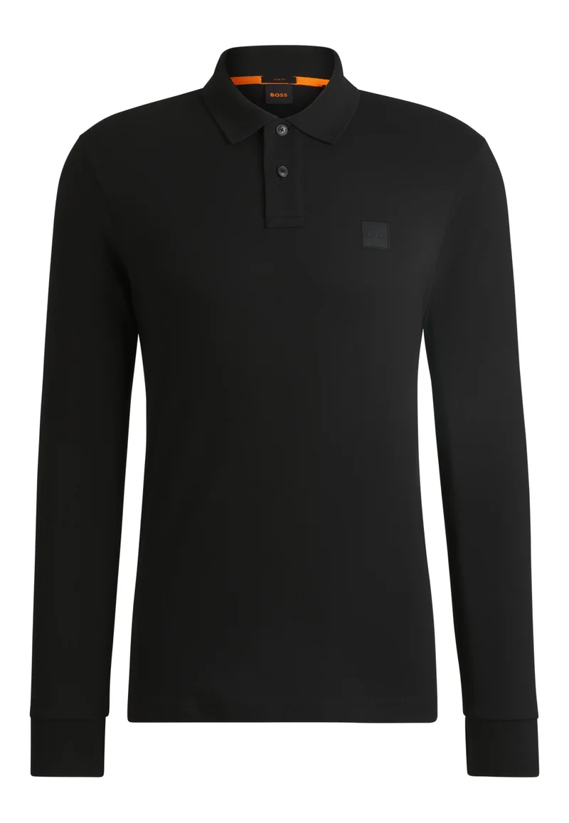 BOSS Stretch-cotton slim-fit polo shirt with logo patch