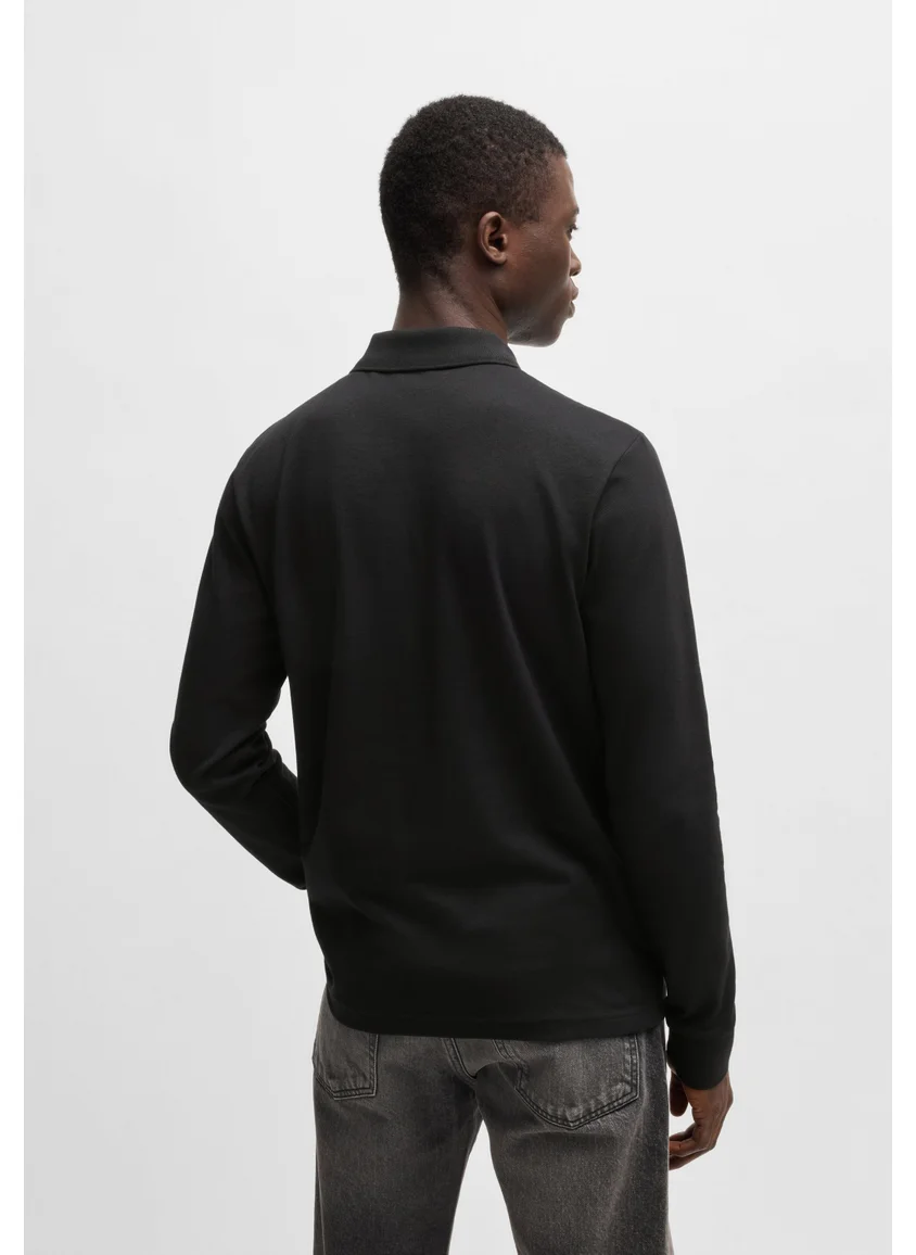 بوس Stretch-cotton slim-fit polo shirt with logo patch