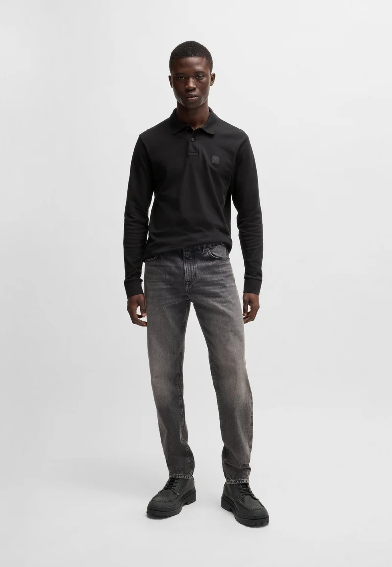 BOSS Stretch-cotton slim-fit polo shirt with logo patch