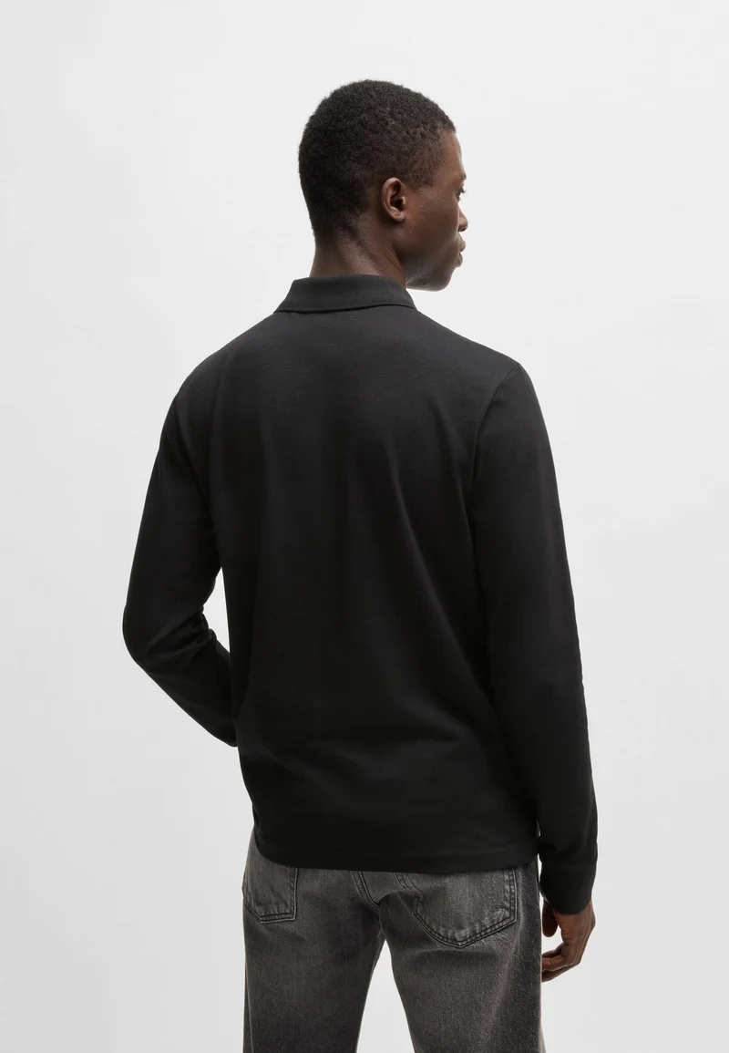 BOSS Stretch-cotton slim-fit polo shirt with logo patch