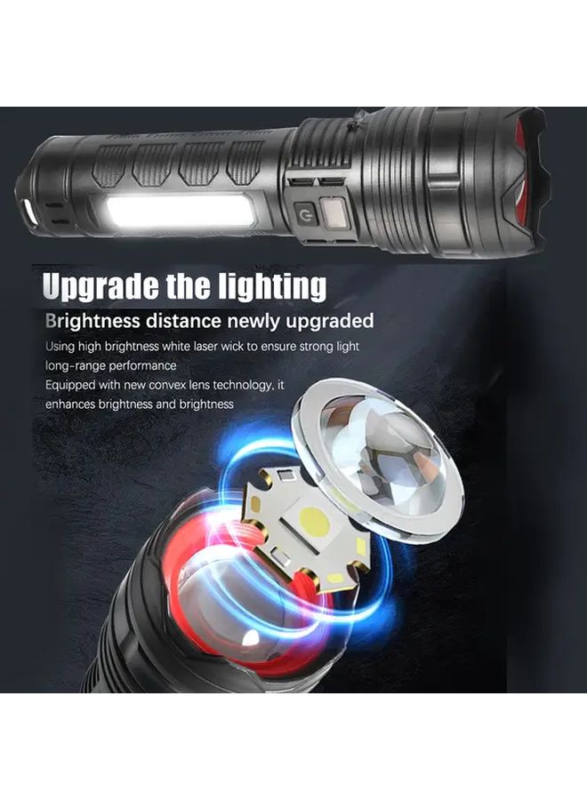 LB1 Black Dual LED Flashlight With Real Time Battery Display USB Rechargeable Outdoor Torch - Image 5