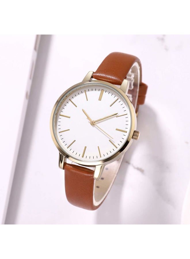 KIMOMT Women's Watches Leather Band Luxury Quartz Watches Waterproof Fashion Creative Wristwatch for Women Girls Ladies, Brown, 38mm Case Diameter, Quartz Movement - Image 3