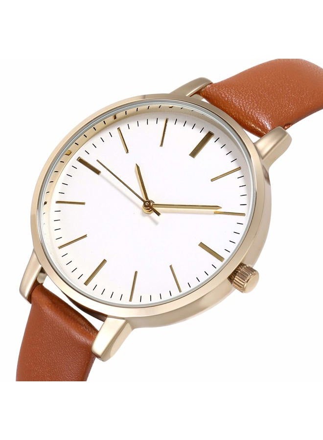 KIMOMT Women's Watches Leather Band Luxury Quartz Watches Waterproof Fashion Creative Wristwatch for Women Girls Ladies, Brown, 38mm Case Diameter, Quartz Movement - Image 2