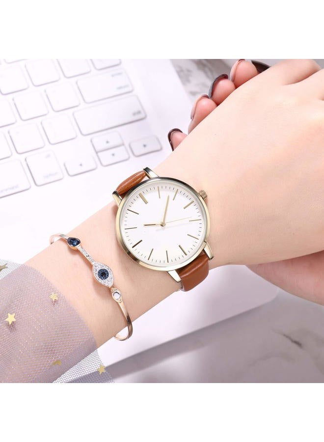 KIMOMT Women's Watches Leather Band Luxury Quartz Watches Waterproof Fashion Creative Wristwatch for Women Girls Ladies, Brown, 38mm Case Diameter, Quartz Movement - Image 5