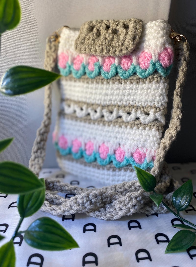Braidise Creations Crochet made Tulip Pattern Mobile Sling Bag  - Image 3