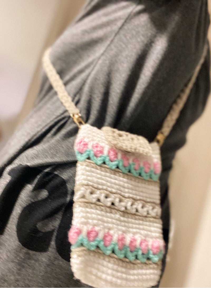 Braidise Creations Crochet made Tulip Pattern Mobile Sling Bag  - Image 5