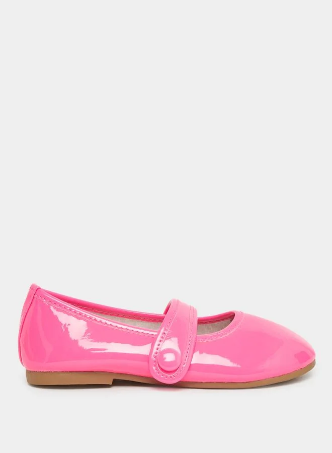 Styli Styli Solid Ballerinas with Hook and Loop Closure