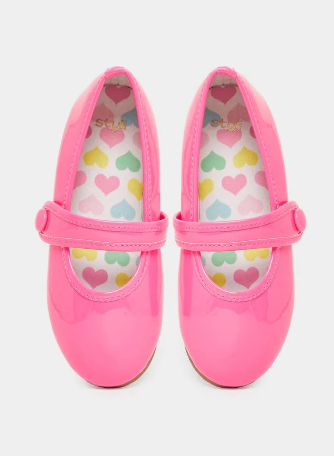 Styli Styli Solid Ballerinas with Hook and Loop Closure
