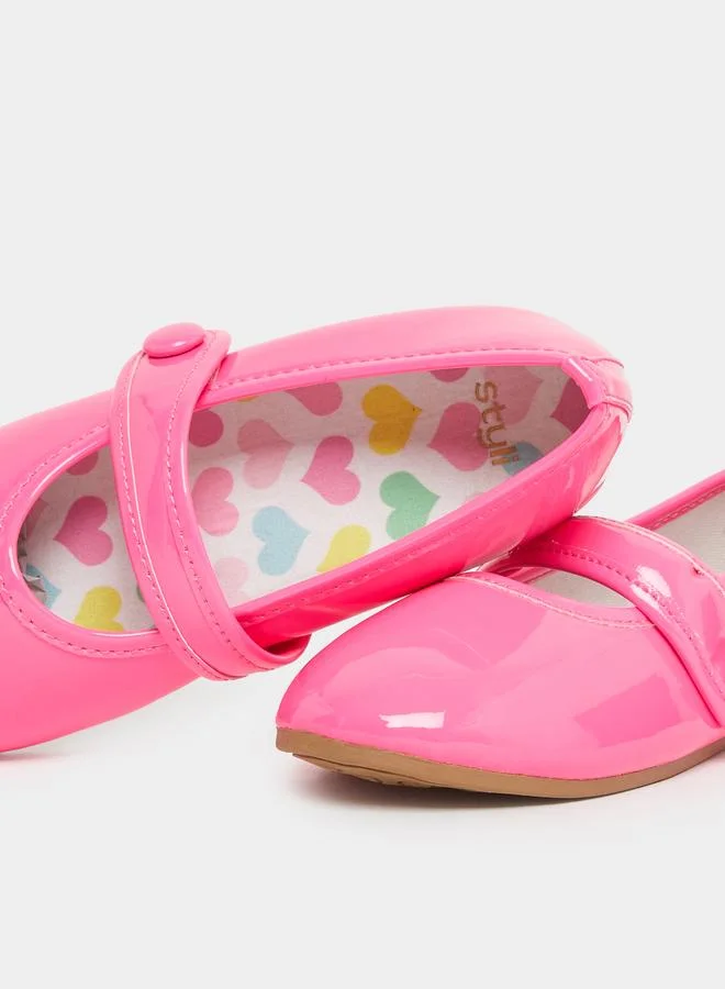 Styli Styli Solid Ballerinas with Hook and Loop Closure