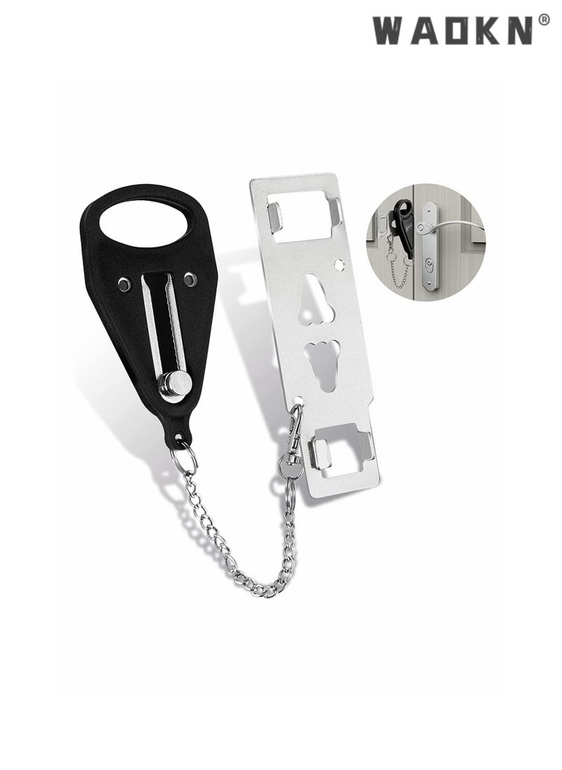 WAOKN Portable Door Lock Home Security Door Locker Travel Lockdown Locks for Additional Safety and Privacy Perfect for Traveling Hotel Home Apartment College，Portable Door Lock Extra Lock for Additional Privacy and Safety in Home,Hotel and Apartment,Prevent Unauthorized Entry,Protect Family Security in Traveling,Home,Bedroom,Hotel  - Image 1