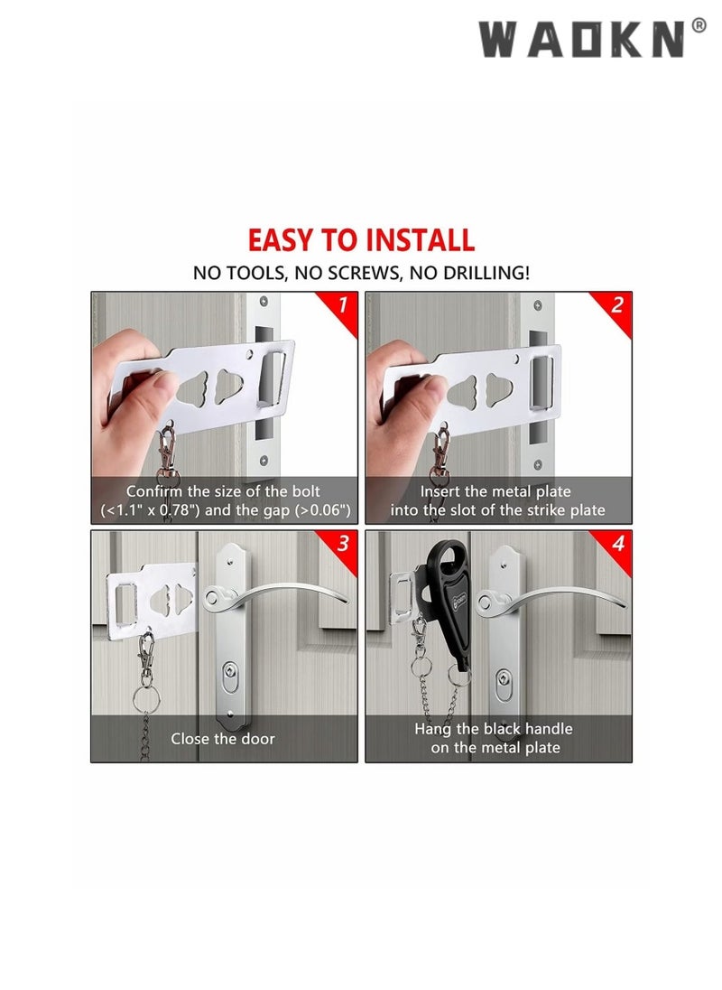 WAOKN Portable Door Lock Home Security Door Locker Travel Lockdown Locks for Additional Safety and Privacy Perfect for Traveling Hotel Home Apartment College，Portable Door Lock Extra Lock for Additional Privacy and Safety in Home,Hotel and Apartment,Prevent Unauthorized Entry,Protect Family Security in Traveling,Home,Bedroom,Hotel  - Image 5