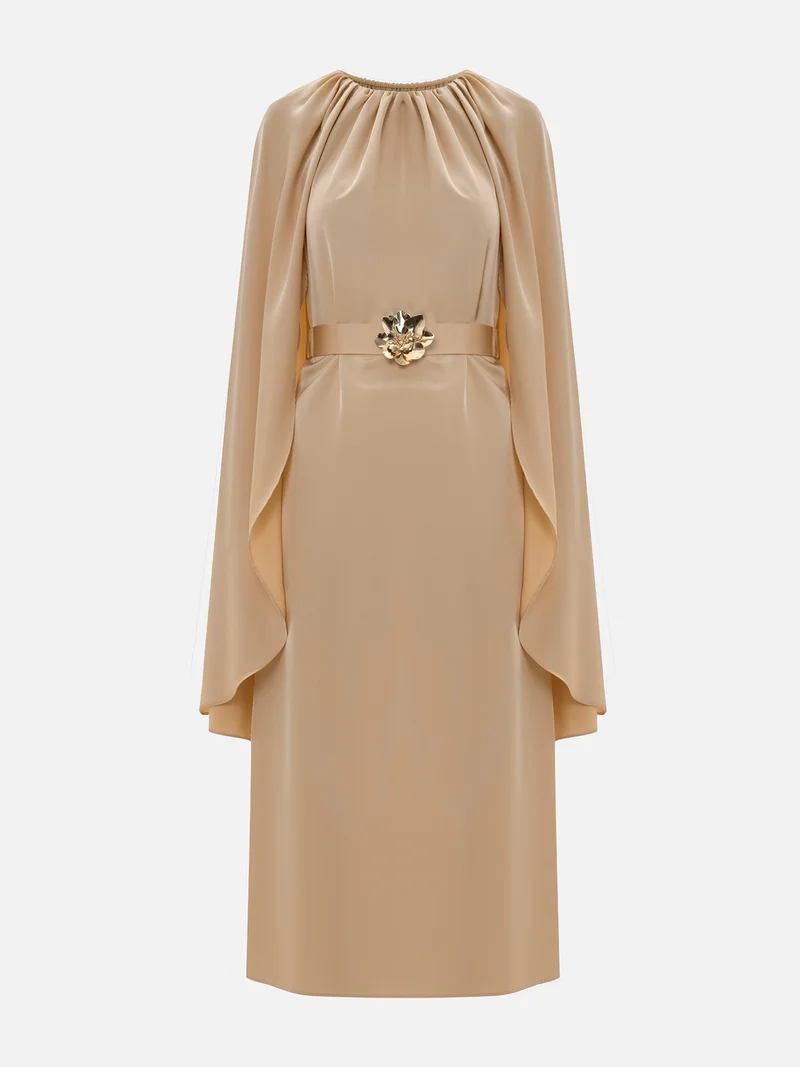 Lichi Loose maxi dress with a cape and matching belt
