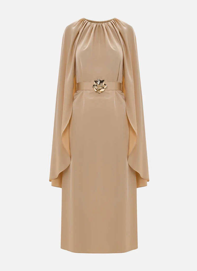 Lichi  Loose maxi dress with a cape and matching belt for Women | Best Price UAE