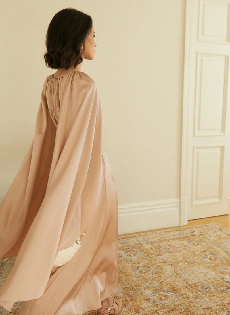Lichi  Loose maxi dress with a cape and matching belt for Women | Best Price UAE